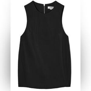 COS Double-ended Back zip closure Sleeveless Black Crepe Top Sz L